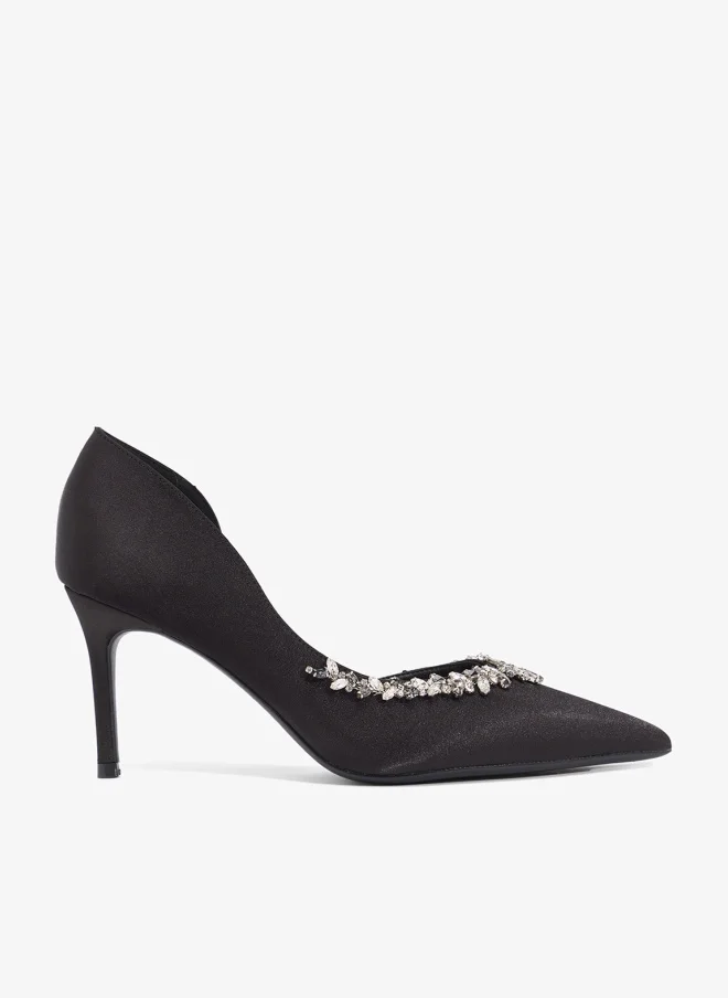 Diamonte Embellished Mid Heel Pumps