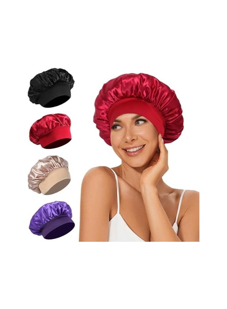 Satin Bonnet Silk Bonnet for Sleeping Double Layer Satin Lined Hair Bonnet with Tie Band Bonnets for Women - Image 1