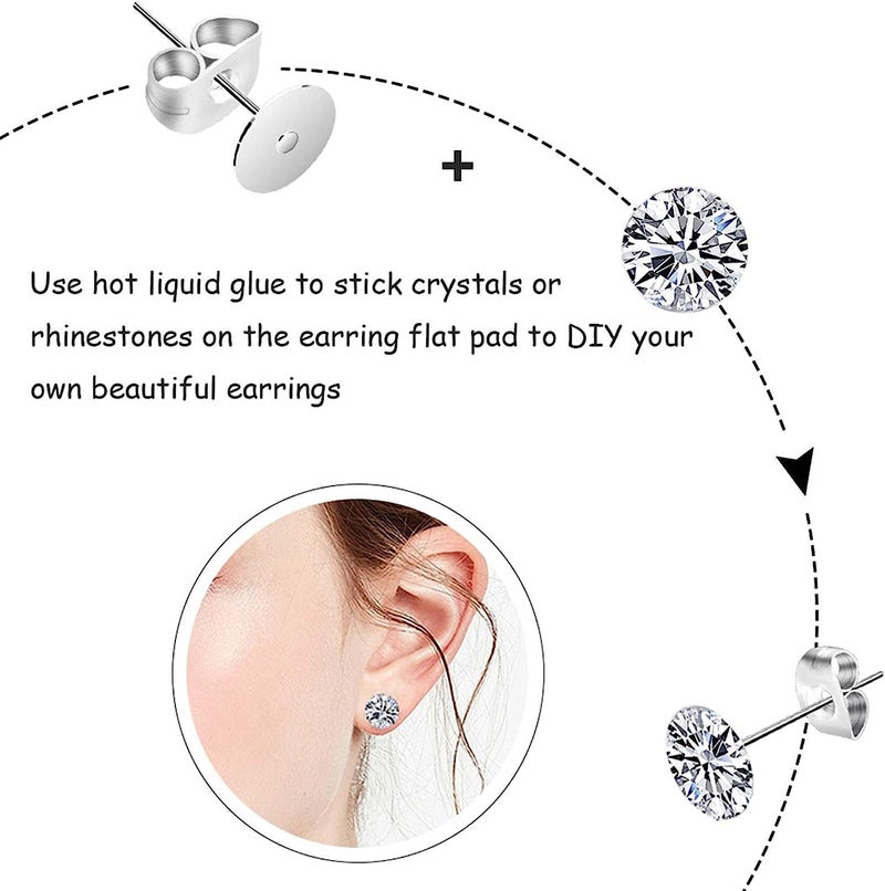 N NOROCME 665Pcs Earring Posts with Jewelry Glue Tweezers,Stainless Steel Jewelry Making Hypoallergenic Earring Posts and Backs,Stud Earrings with Butterfly Rubber Earring Backs DIY Making Findings - Image 4