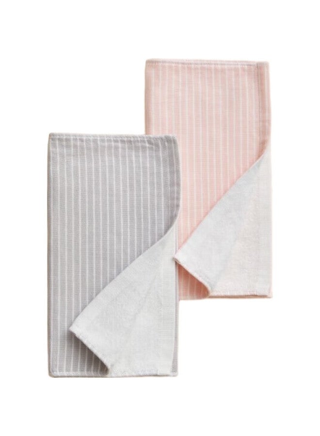 Hoyo Pure Cotton Towels For Men And Women, Face And Bath Towels, Absorbent And Quick-Drying, 2-Pack, Pink/Gray, 34*75Cm - Image 2