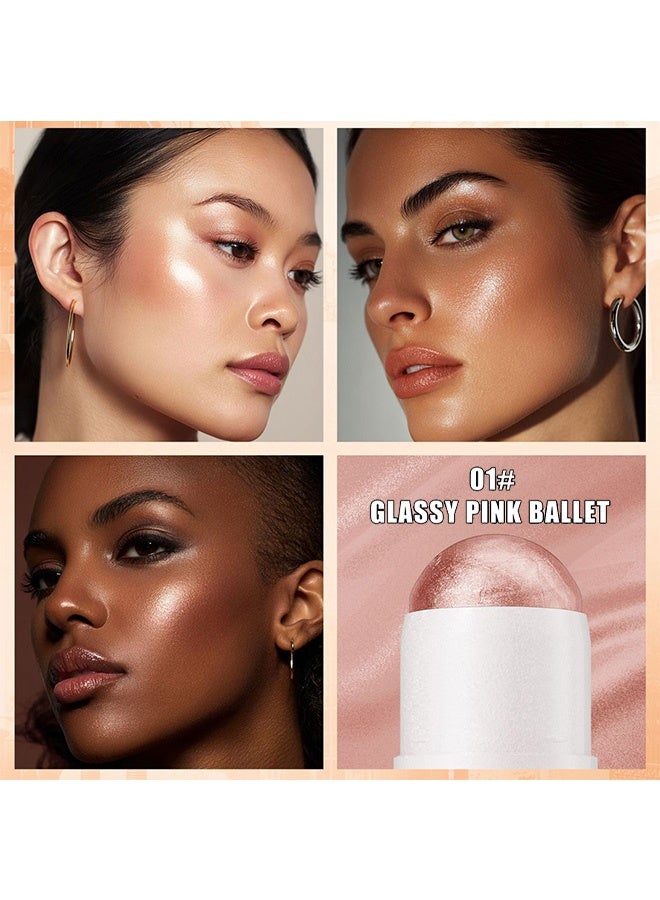 هيلوكيس قلم تحديد متعدد الوظائف لامع ورطب، قلم تحديد للمكياج، قلم لامع للوجه والجسم، سهل المزج وطويل الأمد، مكياج كريم متعدد الاستخدام لجميع أنواع البشرة 01#وردي زجاجي باليه - Image 2