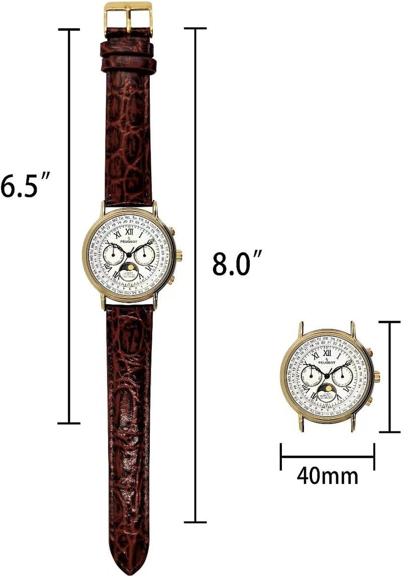 بيجو ساعة بيجو فينتاج متعددة الوظائف، تقويم دائم مع طور القمر - Image 3