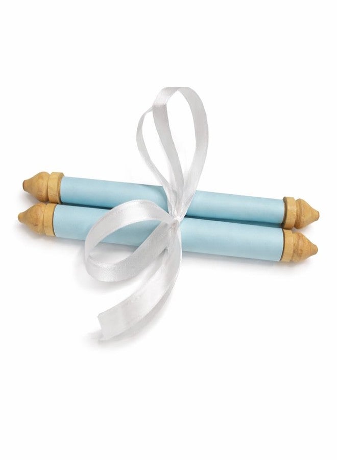 ORDER KARO Vintage Wooden Scroll Invitation Roll – Royal Decorative Certificate Holder with Wooden Rods & Ribbon | Wedding Invitation Scroll | Gift Scroll for Special Occasions (Color Variation) (Sky Blue) - Image 3
