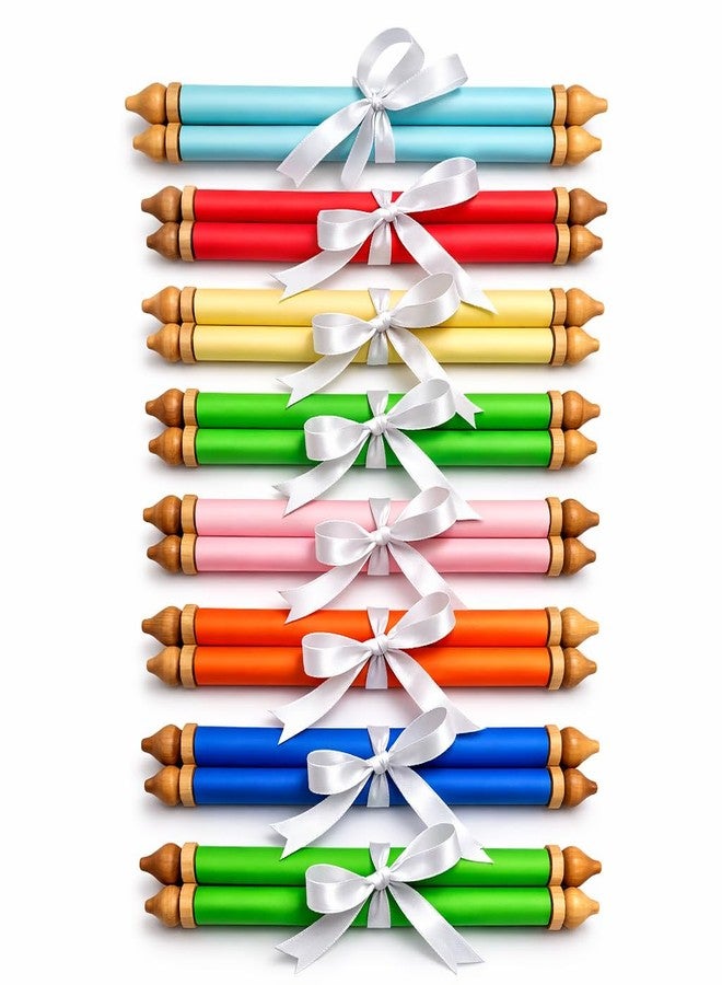 ORDER KARO Vintage Wooden Scroll Invitation Roll – Royal Decorative Certificate Holder with Wooden Rods & Ribbon | Wedding Invitation Scroll | Gift Scroll for Special Occasions (Color Variation) (Sky Blue) - Image 4