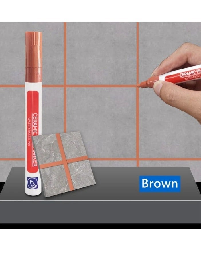 Wall Grout Restorer Marker Pen, Waterproof Grout Tile Pen, Easy To Use Grout Restoration Pen, Repair Pen For Tiles, Wall, Floor Tile Grout, Floor, Kitchens And Bathrooms, (1pc, Brown) - Image 2