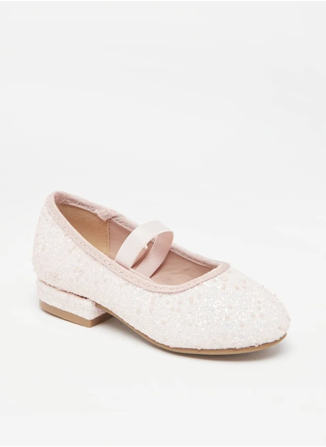 Flora Bella By Shoexpress Girls Embellished Slip-On Ballerina Shoes with Block Heels