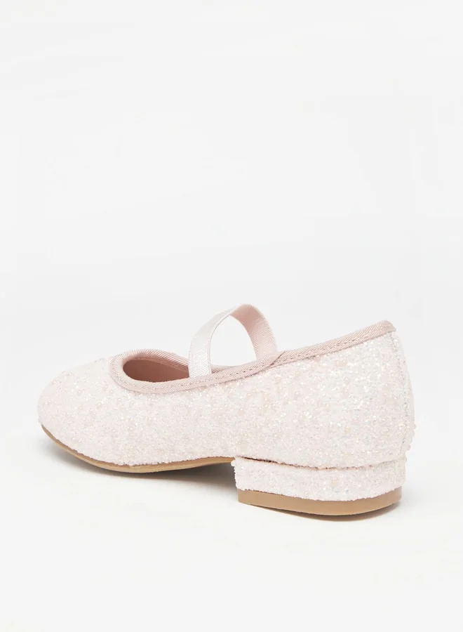 Flora Bella By Shoexpress Girls Embellished Slip-On Ballerina Shoes with Block Heels