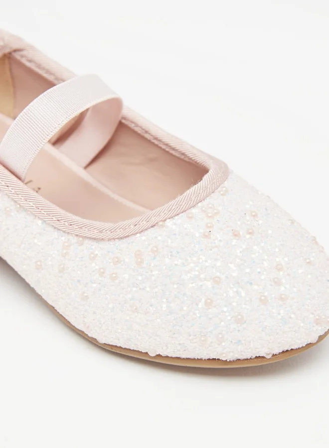 Flora Bella By Shoexpress Girls Embellished Slip-On Ballerina Shoes with Block Heels