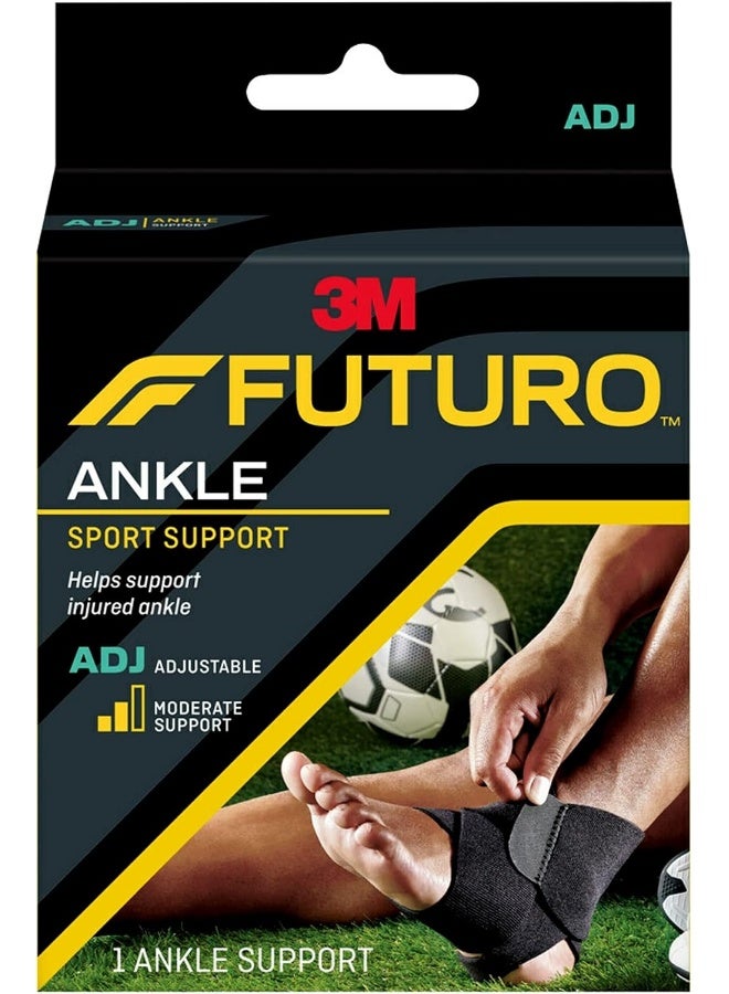 Futuro Sport Ankle Support Adjustable size, 1 unit/pack | Black color | 09037ENR | Helps support injured ankle | Moderate support | Ankle support - Image 1