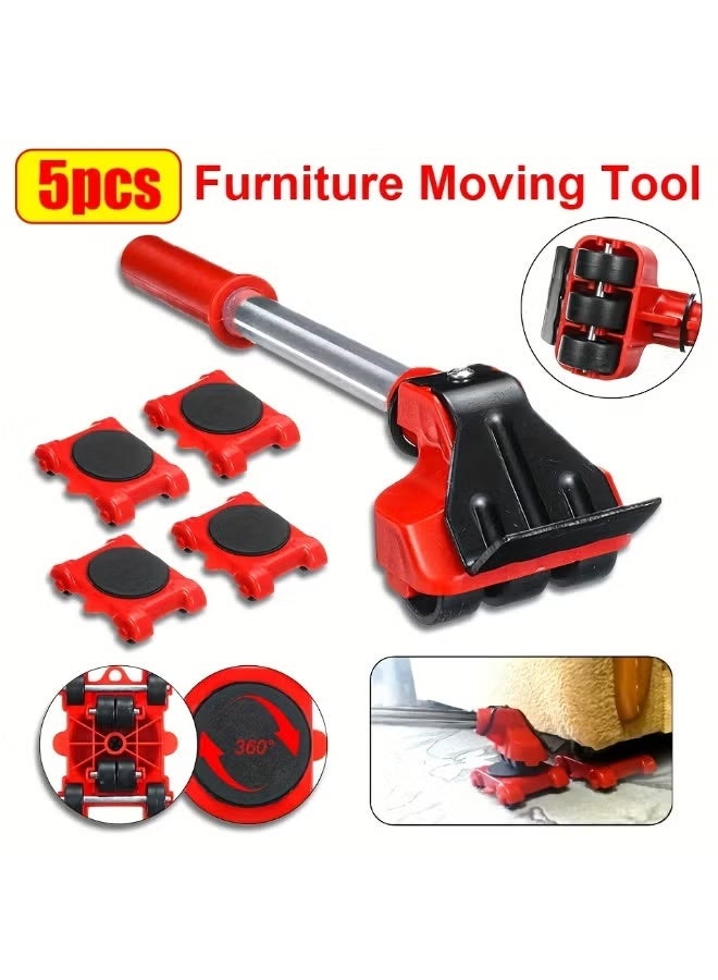 5-Piece Heavy-Duty Moving Set – Furniture Lifter and Swivel Tool with Roller Base for Easy Rearrangement of Large Items - Image 1