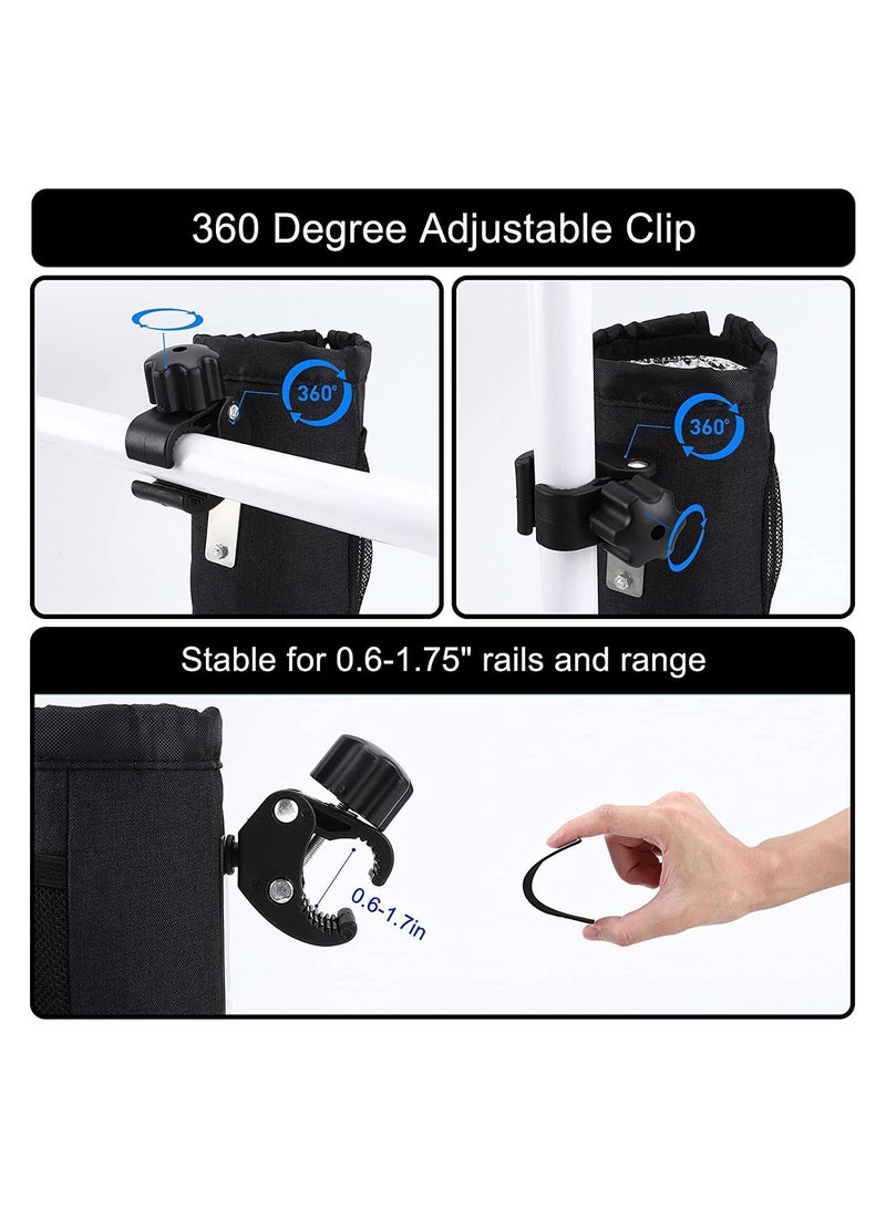 SYOSI Universal Cup Holder with Phone Holder,Insulated Cooler Cup Holder for Stroller, Bike, Motorcycle,Wheelchair, Walker, ATV, Scooter, Marine Boat,Golf Cart,Black - Image 2