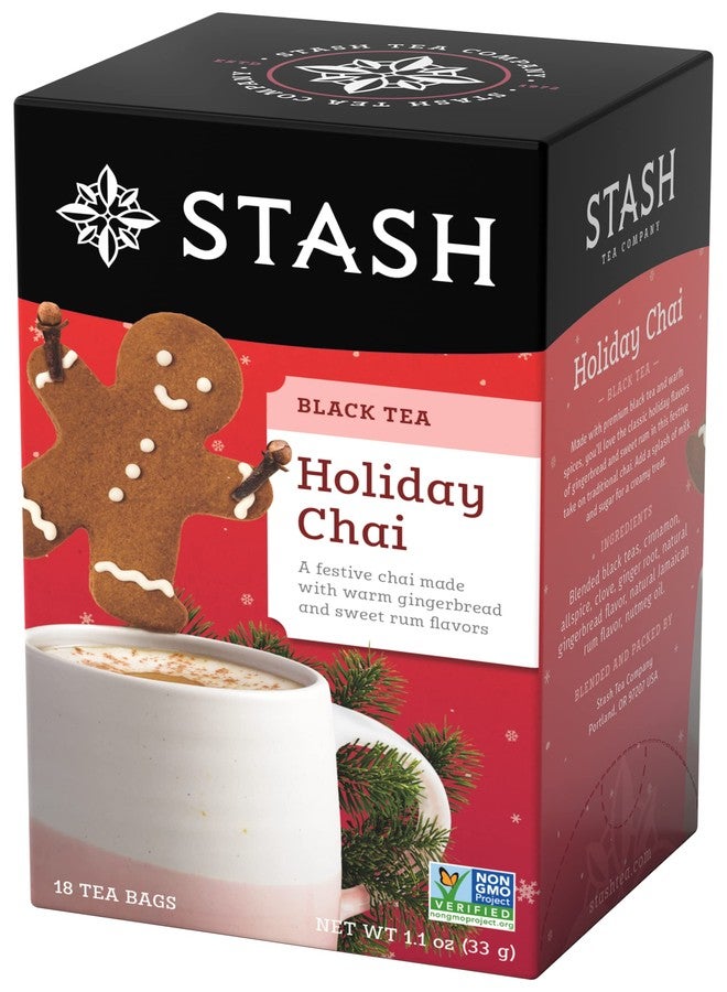 Stash Tea Holiday Chai Tea 18 Count Tea Bags (Pack of 6), Individual Spiced Black Tea Bags for Use in Teapots Mugs or Cups, Brew Hot Tea or Iced Tea - Image 2