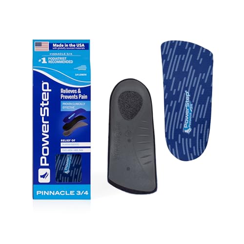 Pinnacle 34 Insoles Orthotic Insole for Tight Shoes Plantar Fasciitis Relief Arch Supports Orthotic Insoles for Women and Men Made in The USA Mens 785 Womens 9105