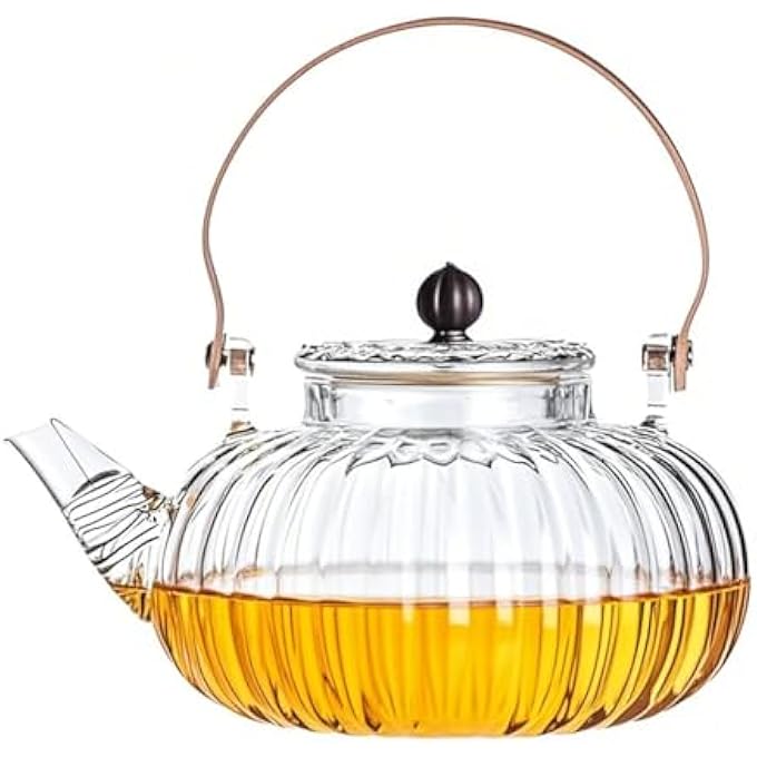 LENND Glass Teapot With Removable Infuser Stovetop Safe Glass Tea Kettle 900Ml Clear Teapot For Loose Pot For Blooming Flower And Loose LeafFatherS Day Gifts - Image 1