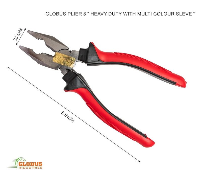 GLOBUS 302 STEEL HAND TOOLS SET3 PCS COMBINATION PLIER8 200 MMLONG NOSE PLIER 7225 MMMEASURING TAPE 3MTR 120 INCH 16mm - Image 2