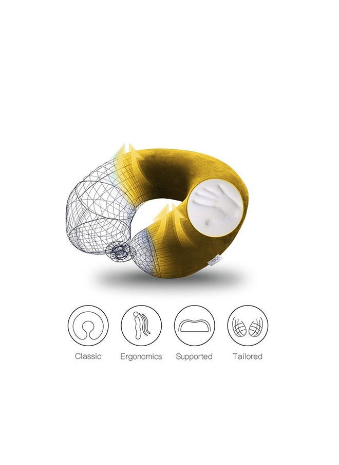 House One - Velvet Neck and Travel Pillow 30x25x10 cm - Gold - Image 1