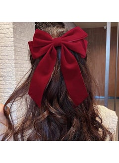 MXXGMYJ Velvet Hair Clips For Girls Cute Hair Accessories For Women Long Tail Bows Barrette For Fine Hair Stuff For Teens Girl Bowknot Hair Clip For Red Bow Barrettes For Teen Girls Large Clip In Hair Bows  - Image 3