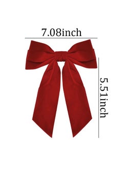 MXXGMYJ Velvet Hair Clips For Girls Cute Hair Accessories For Women Long Tail Bows Barrette For Fine Hair Stuff For Teens Girl Bowknot Hair Clip For Red Bow Barrettes For Teen Girls Large Clip In Hair Bows  - Image 2