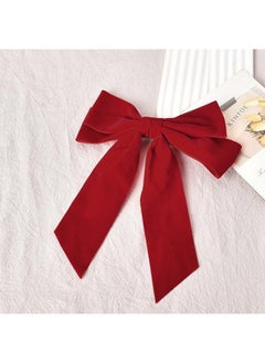 MXXGMYJ Velvet Hair Clips For Girls Cute Hair Accessories For Women Long Tail Bows Barrette For Fine Hair Stuff For Teens Girl Bowknot Hair Clip For Red Bow Barrettes For Teen Girls Large Clip In Hair Bows  - Image 5