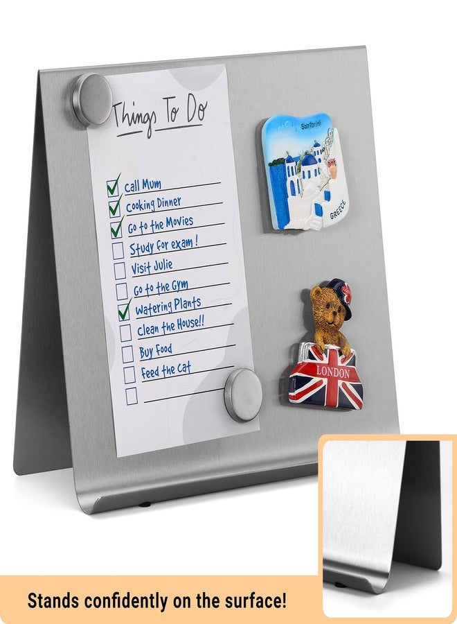OutFormal Magnetic Bulletin Board with Stand - Small Dry Erase Memo Board - Tabletop Metal Easel for Magnet Display - 10x8 Inches + 2 Magnets - Image 2