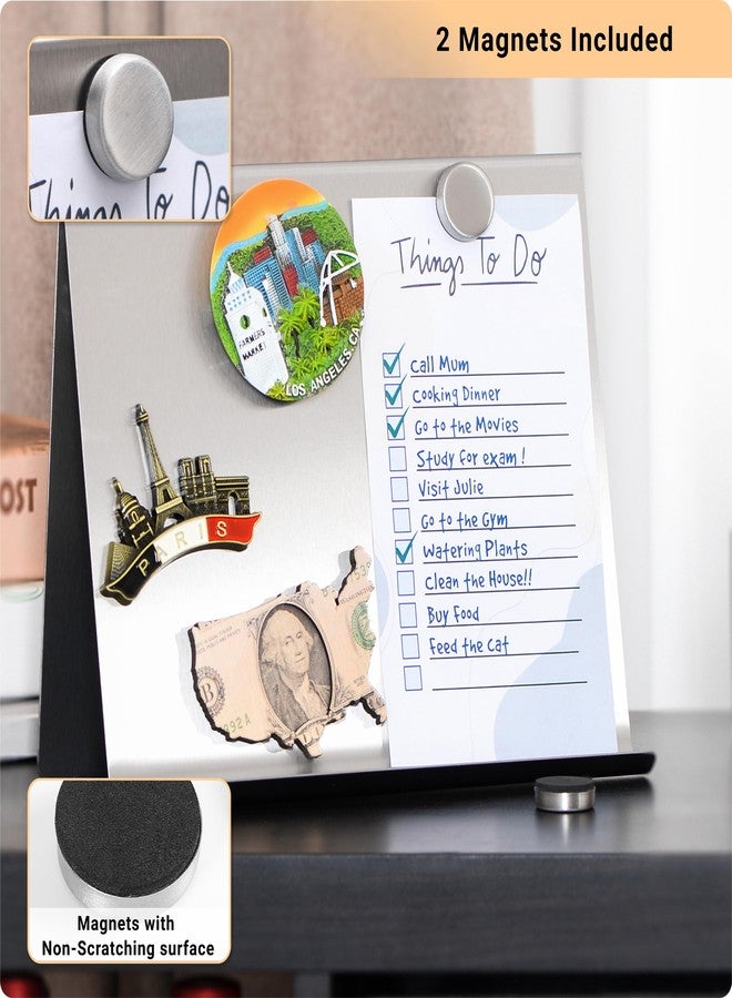 OutFormal Magnetic Bulletin Board with Stand - Small Dry Erase Memo Board - Tabletop Metal Easel for Magnet Display - 10x8 Inches + 2 Magnets - Image 4