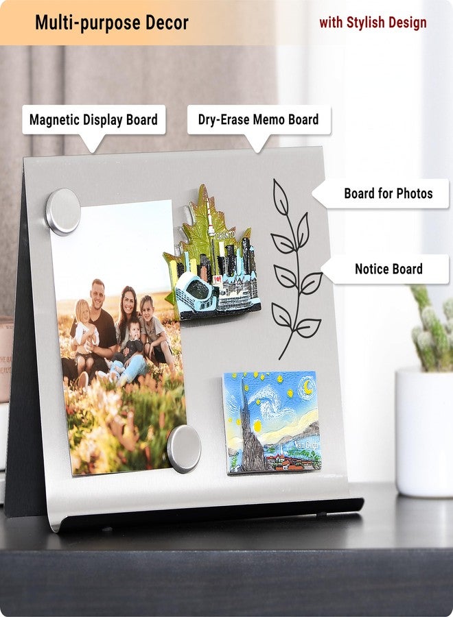 OutFormal Magnetic Bulletin Board with Stand - Small Dry Erase Memo Board - Tabletop Metal Easel for Magnet Display - 10x8 Inches + 2 Magnets - Image 3