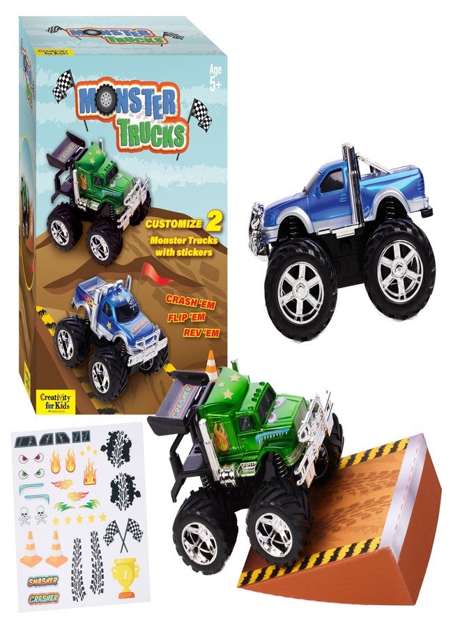 Creativity for Kids Monster Trucks Craft Kit: Customize 2 Monster Truck Toys, DIY Arts and Crafts for Kids, Monster Truck Toys for Boys, Gifts for Kids and Toy Cars for Boys (Ages 5+) - Image 1