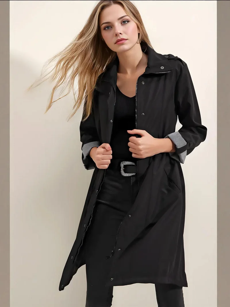 بيغ دارت معطف ترنش طويل بياقة شال وأزرار