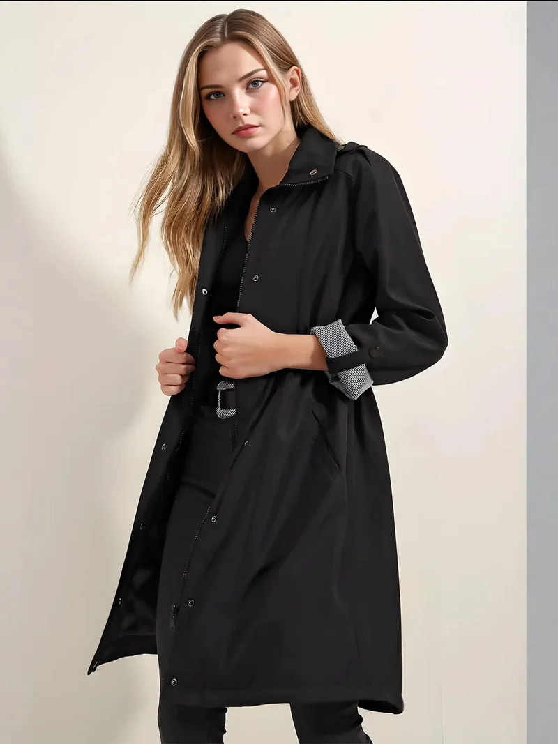 بيغ دارت معطف ترنش طويل بياقة شال وأزرار