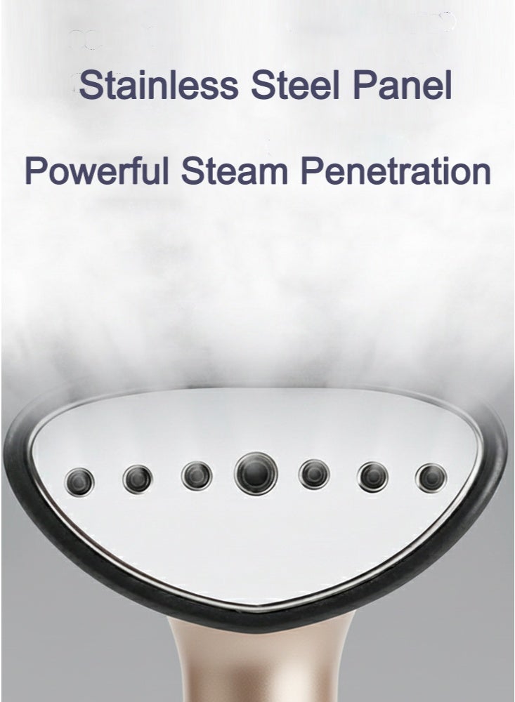 GREBON 1500W Handheld Clothes Steamer - Portable Steam Iron with Strong Penetrating, Travel-Friendly Garment Steamer Iron, Ergonomic Compact Design 200 ml YS-20082 Beige - Image 2