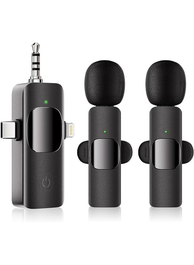 Professional Wireless Lavalier Mini Microphone - Microphone for Iphone/ Android/ Camera, 3 in 1 Cordless Clip-on Mic Omnidirectional Condenser Recording with HD Sound Quality - Image 1