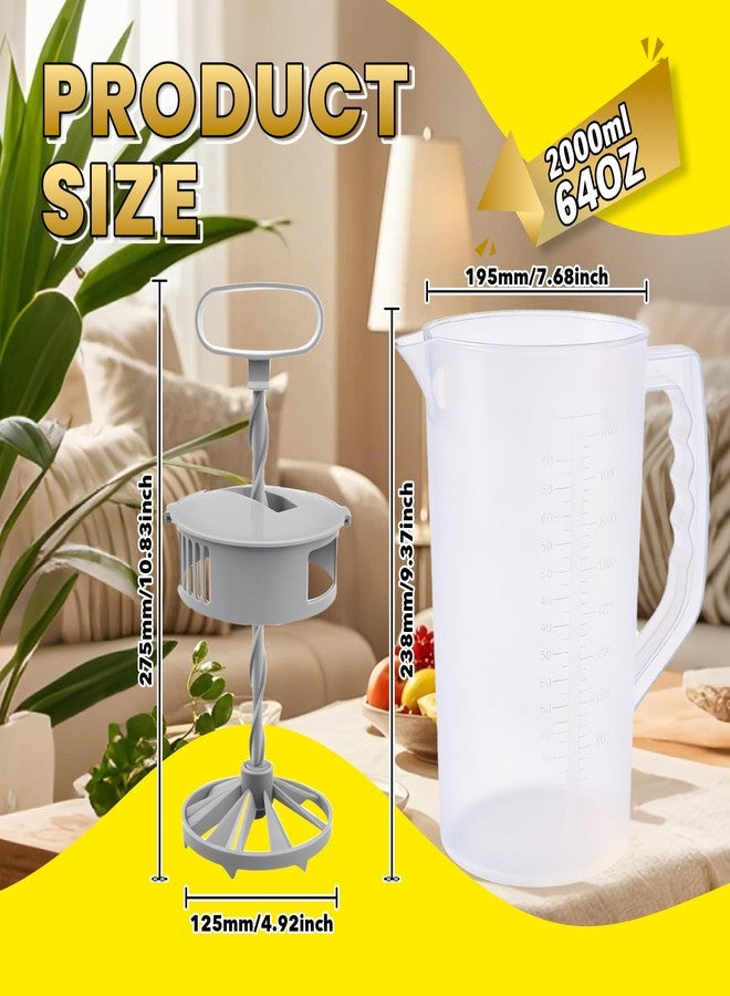 WELKOR 2PCS/SET 2 Quart/64oz Mixing Pitcher with Adjustable Plunger & Lid - BPA-Free, Drink Container for Juice, Formula, Tea - Wide Mouth, Easy Clean, Vortex Mixing Technolog - Image 2