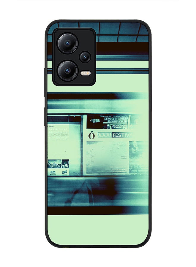 Stylizedd Rugged Black edge case for Poco X5 / Redmi Note 12 5G Slim fit Soft Case Flexible Rubber Edges Anti Drop TPU Gel Thin Cover - Blurry Station - Image 1