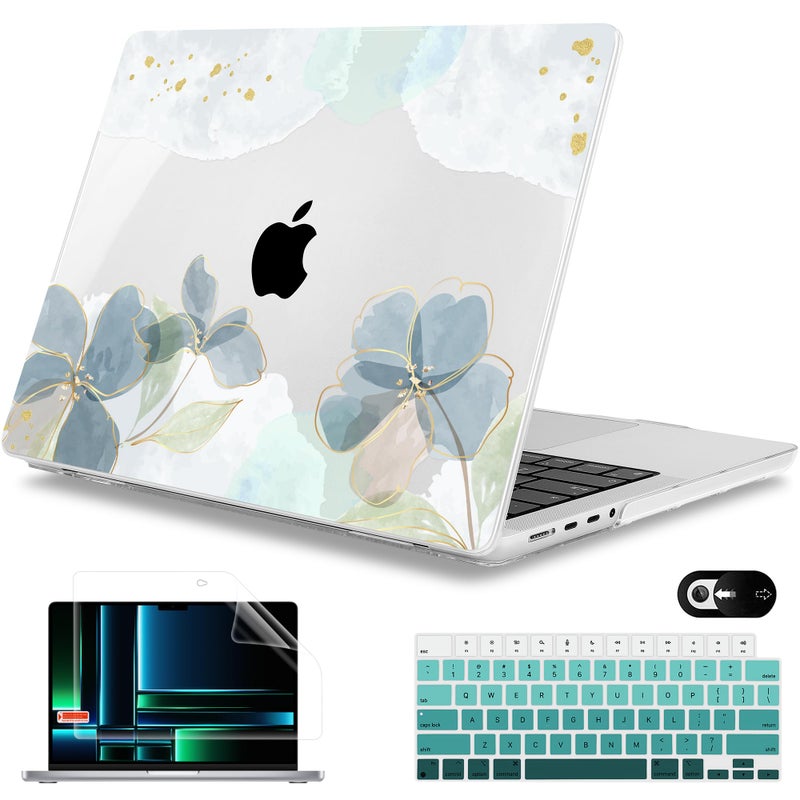 Mektron Case for M5 MacBook Pro 14 inch 2025 Model A3434 A3112 Fit 2024-2021 Model M4 A3112 A3401 A3185 M3 A2918 A2992 M2 A2779 M1 A2442 Pro/Max, Hard Shell Cover for MacBook Pro 14", Flower C006 - Image 1