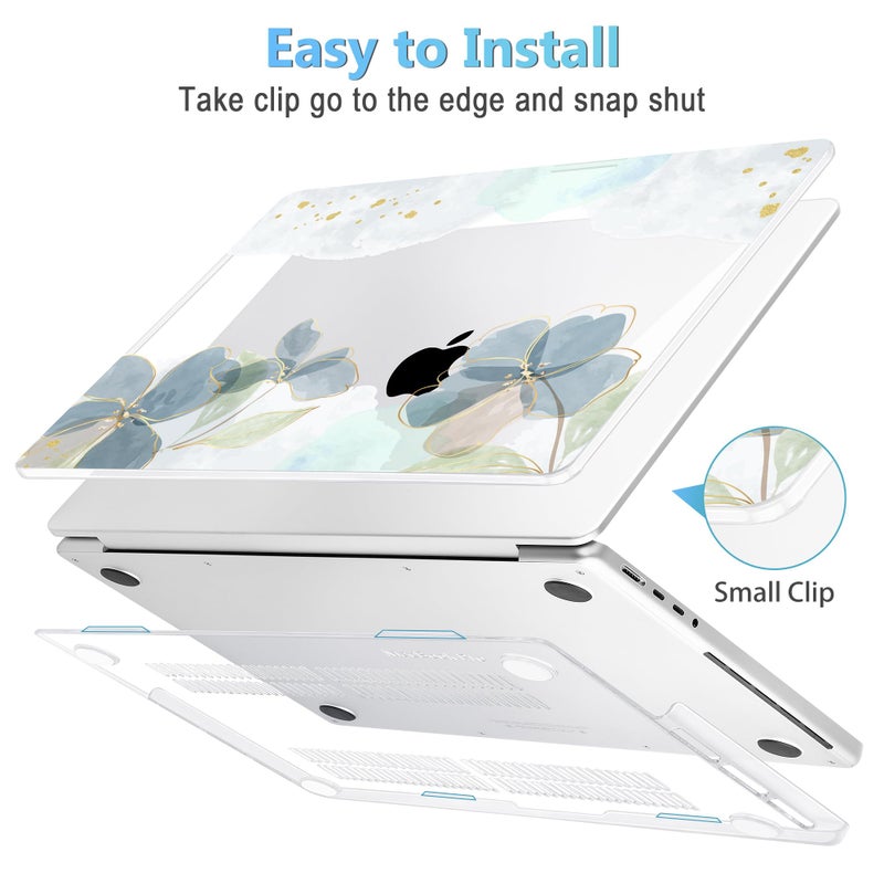 Mektron Case for M5 MacBook Pro 14 inch 2025 Model A3434 A3112 Fit 2024-2021 Model M4 A3112 A3401 A3185 M3 A2918 A2992 M2 A2779 M1 A2442 Pro/Max, Hard Shell Cover for MacBook Pro 14", Flower C006 - Image 3