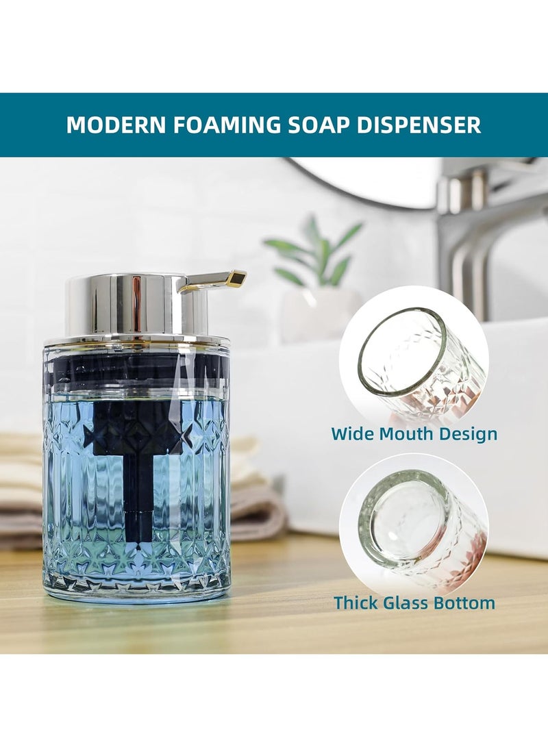 general Foam Soap Dispenser, Transparent Glass Foam Hand Soap Dispenser for Bathroom, Refillable 7.8-Ounce Foam Pump Bottle with Plastic Silver Pump, Vintage Dish Soap Foam Dispenser Container - Image 4