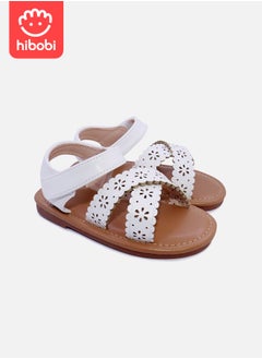 Girls Sandals Flower Girl Dress Shoes Open Toe Kids Summer Flat Sandals - White