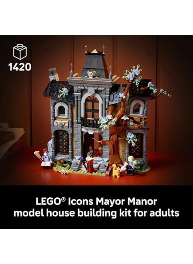 ليغو مجموعة بناء نموذج المنزل القوطي Icons Mayor Manor 11383 للبالغين، 1420 قطعة، 3 شخصيات مصغرة تتوهج في الظلام - Image 2