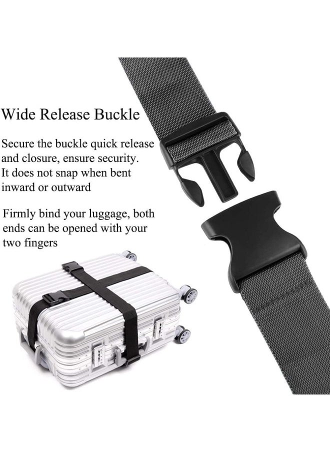 Premify 4PCS Luggage Straps | Heavy Duty Suitcase Cross Luggage Strap With Buckle | Wide Adjustable Packing Belt For Travel Accessories Bag | Black  - Image 4