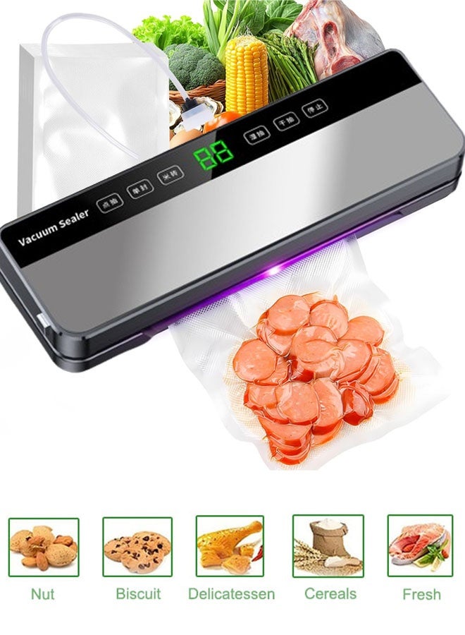 Vacuum Sealer Machine,Dry/Moist Food Vacuum Sealer,Led Smart Touch,For Food Storage Vacuum Sealer Machine Dry&Moist Modes Precision Household Food Preservation System,With 10 Pcs Bags  - Image 1