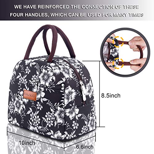 BALORAY Lunch Bag for Women Men Insulated Lunch Box for Adult Reusable Lunch Tote Bag for Work, Picnic or Travel (White Flower) - Image 4