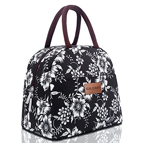 BALORAY Lunch Bag for Women Men Insulated Lunch Box for Adult Reusable Lunch Tote Bag for Work, Picnic or Travel (White Flower) - Image 1