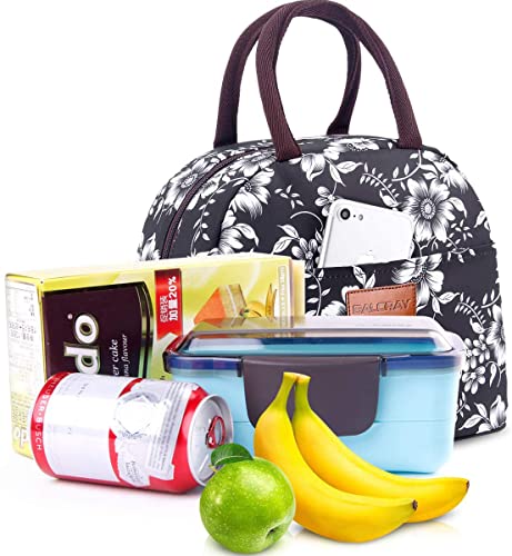 BALORAY Lunch Bag for Women Men Insulated Lunch Box for Adult Reusable Lunch Tote Bag for Work, Picnic or Travel (White Flower) - Image 5