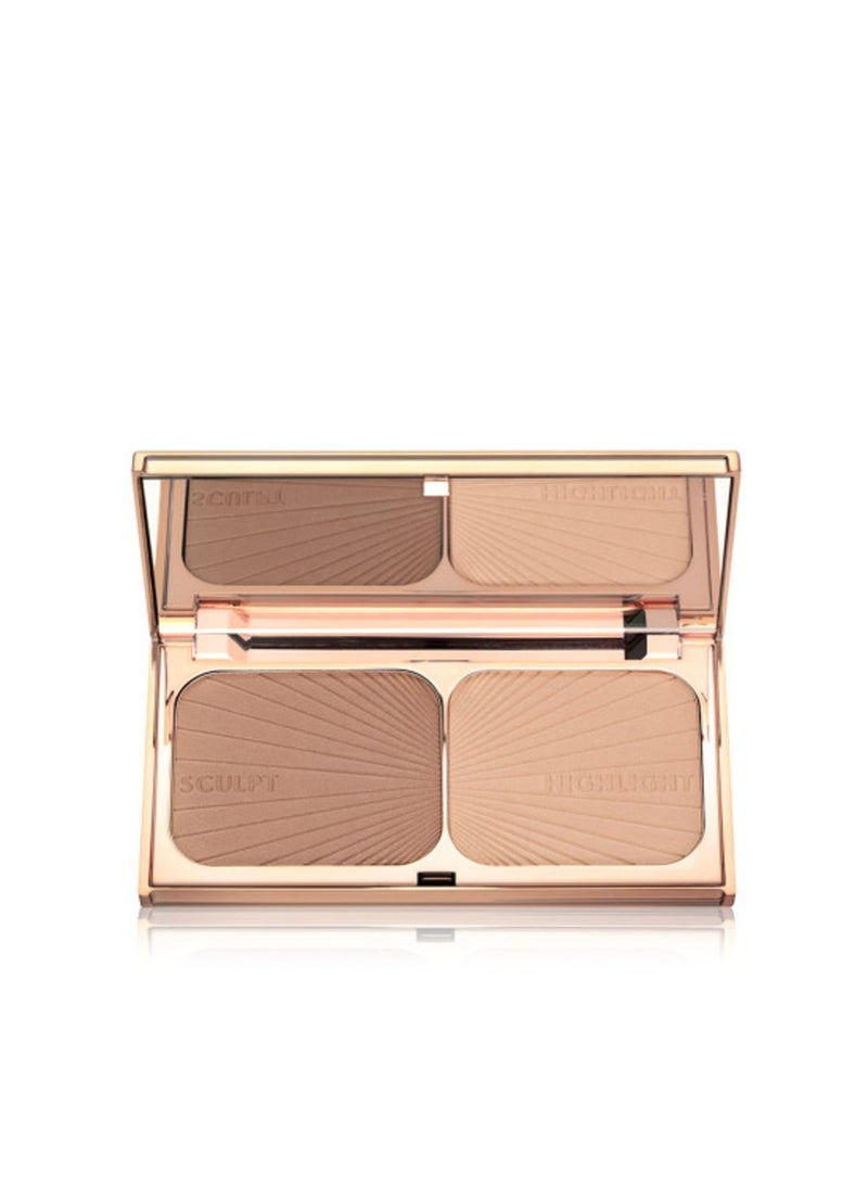 Charlotte Tilbury Filmstar Bronze & Glow Face Sculpt & Highlight Duo – Light-Medium (Clair-Moyen) – Luxury Contour Palette for Natural Glow - Image 1