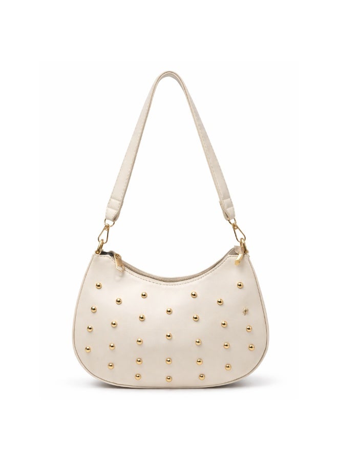Small women's shoulder bag in beige - Image 2