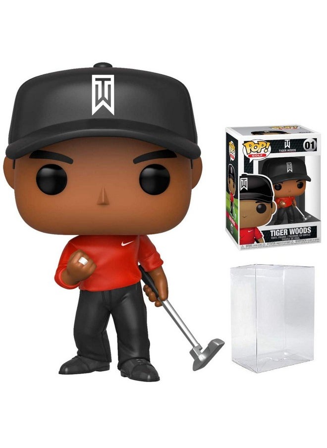 Funko Pop Sports: Pga Tiger Woods Red Shirt Pop Vinyl Figure (Bundled With Pop Shield Protector)  - Image 1