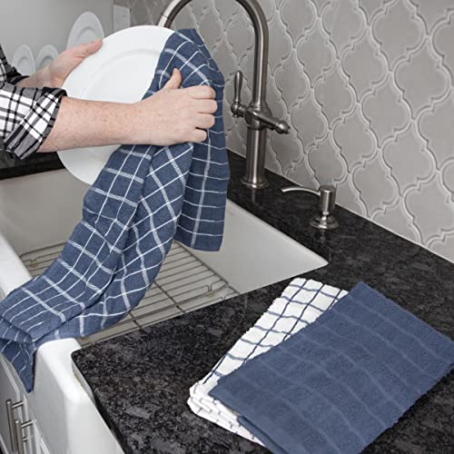 Ritz Terry Check Kitchen Towels: Highly Absorbent & Super Soft, 25" x 15" - 100% Cotton, Durable Kitchen Cleaning Cloths for Wiping Tables and Counters, 3-Pack, Federal Blue - Image 4