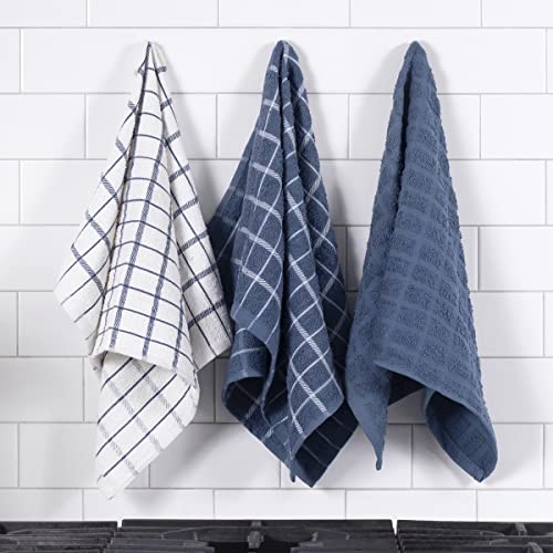 Ritz Terry Check Kitchen Towels: Highly Absorbent & Super Soft, 25" x 15" - 100% Cotton, Durable Kitchen Cleaning Cloths for Wiping Tables and Counters, 3-Pack, Federal Blue - Image 5