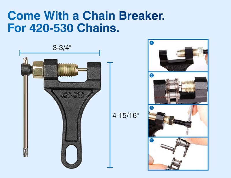 Belleone 420 Motorcycle Chain - 420 Standard Roller Chain 132 Link + Chain Breaker Fits for 50 70 90 110cc 125cc Pit Dirt Bike ATV Quad Go Kart Scooter Mini Bike Parts with 10 Free Master Links - Image 2