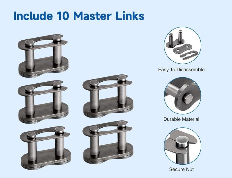 Belleone 420 Motorcycle Chain - 420 Standard Roller Chain 132 Link + Chain Breaker Fits for 50 70 90 110cc 125cc Pit Dirt Bike ATV Quad Go Kart Scooter Mini Bike Parts with 10 Free Master Links - Image 3